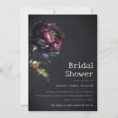 Moody Gothic Paarse Zwarte Pioen Vrijgezellenfeest Kaart (Voorkant)