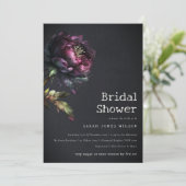 Moody Gothic Paarse Zwarte Pioen Vrijgezellenfeest Kaart (Staand voorkant)