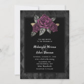 Moody Gothic Roos Black Wedding Invitation Kaart (Voorkant)
