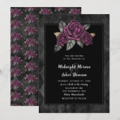 Moody Gothic Roos Black Wedding Invitation Kaart (Voorkant / Achterkant)