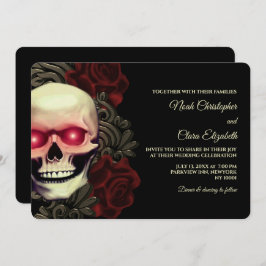 Moody Gothic Skull Bloemen Halloween metallic Kaart
