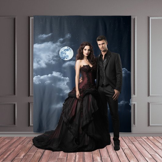 Moody Gothic Volle Maan & Wolken XLarge Wandkleed