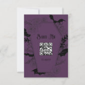 Moody Gothic Wedding QR Code Website Paarse RSVP Kaartje (Voorkant)