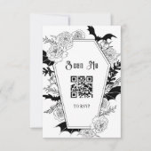 Moody Gothic Wedding QR Code Website RSVP Kaartje (Voorkant)