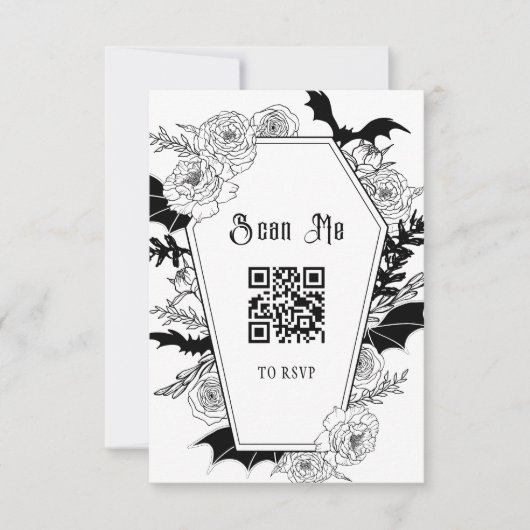 Moody Gothic Wedding QR Code Website RSVP Kaartje (Voorkant)