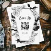 Moody Gothic Wedding QR Code Website RSVP Kaartje