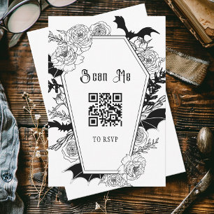 Moody Gothic Wedding QR Code Website RSVP Kaartje