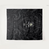 Moody Gothic Zwart Filigraan & Schedel XLarge Wandkleed (Voorkant (horizontaal))