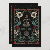 Moody gotische bloem met halve maan 2 kaart (Voorkant / Achterkant)