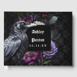 Moody Gotische Bloemen Boeket op Black Lace w / Ra Gastenboek