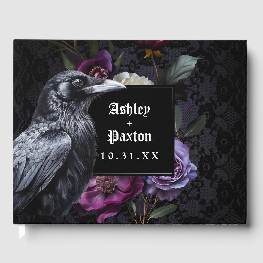 Moody Gotische Bloemen Boeket op Black Lace w / Ra Gastenboek (Voorkant)