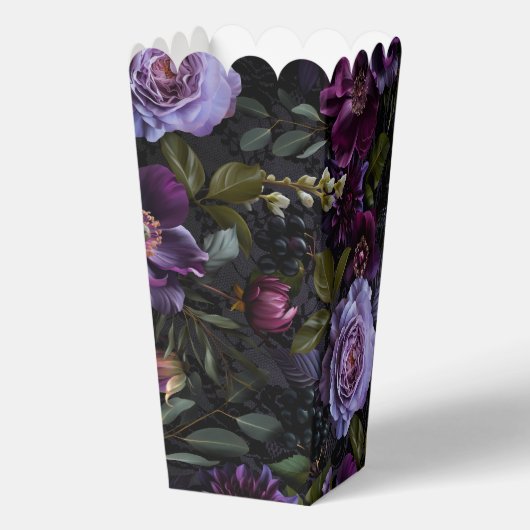 Moody Gotische Bloemen Boeket op Zwarte kant Bedankdoosjes (Achterkant)