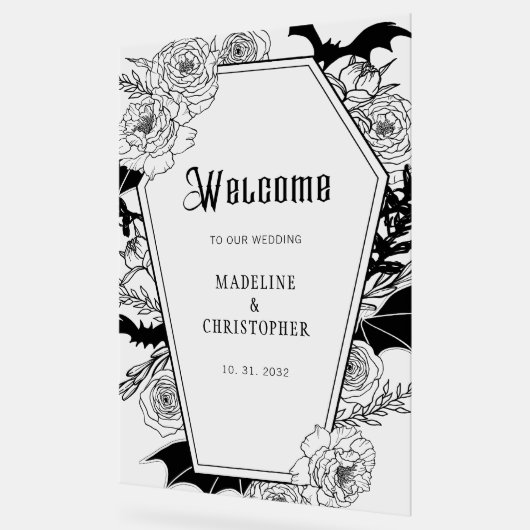 Moody Gotische Bloemen Huwelijk Welkom Teken Acryl Bord (Hoek)