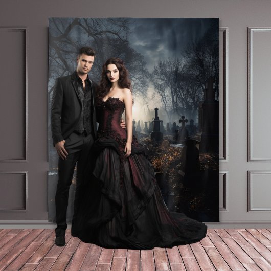 Moody Gotische Herfst Moonlit Graveyard XLarge Wandkleed