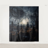 Moody Gotische Herfst Moonlit Graveyard XLarge Wandkleed (Voorkant)