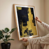 Moody goud & zwart abstract schilderij muurkunst poster