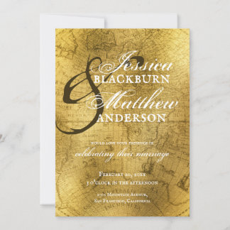 Moody Gouden Kaart Script Lettertype Bruiloft