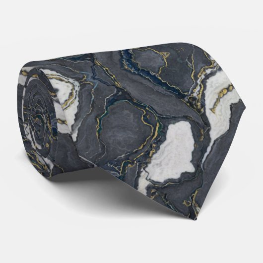 Moody Gray Agate Geode Slice with Gold Accents Stropdas (Opgerold)