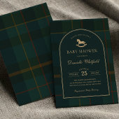 Moody Green Equestrian Plaid Polo Boy Baby Shower Kaart