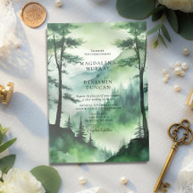 Moody Green Mountain Pine Tree voor Forest Wedding
