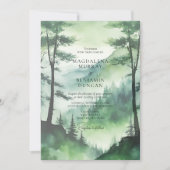 Moody Green Mountain Pine Tree voor Forest Wedding Kaart (Voorkant)