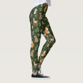 Moody Green Woodland Forest Animals Pattern Leggings (Rechts)