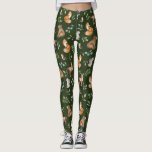 Moody Green Woodland Forest Animals Pattern Leggings<br><div class="desc">Dit schattige ontwerp hoort bij ons BOEST FABLE collectie. Het bevat onze oorspronkelijke illustratie van de waterverf,  waarin whimsical wooddieren en elegante waterverf groene bladeren worden afgebeeld.</div>