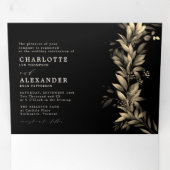 Moody Greenery Black Beige in één bruiloft Drieluik Uitnodiging (Binnenzijde eerst)