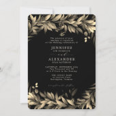 Moody Greenery Black & Beige Wedding Kaart (Voorkant)