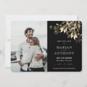 Moody Greenery Eucalyptus Black & Beige Save The Date (Voorkant)