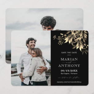 Moody Greenery Eucalyptus Black & Beige Save The Date