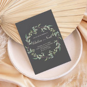 Moody Greenery Wreath Wedding Invitation Kaart