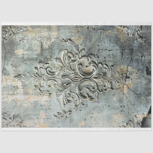 Moody Grey Embossed Demask Textured Effect Tissuepapier (Voorkant)