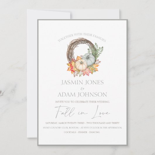 Moody Grey Rustic Autumn Harvest Wedding Kaart (Voorkant)