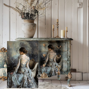 Moody Grijzen Ethetisch Portret Elegante Vrouw Tissuepapier