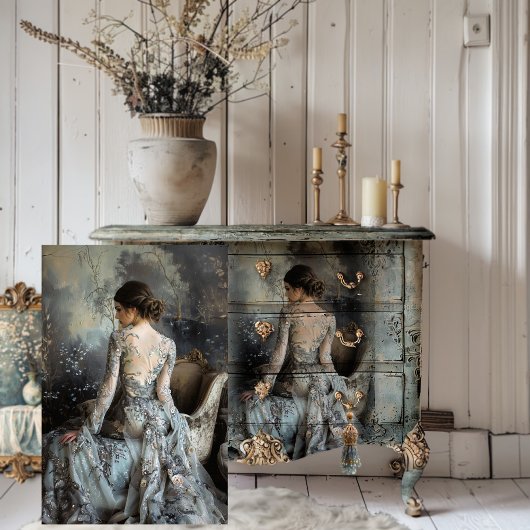 Moody Grijzen Ethetisch Portret Elegante Vrouw Tissuepapier