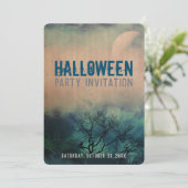 Moody Halloween Moon Uitnodiging (Staand voorkant)
