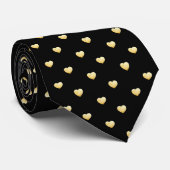 Moody Hearts Gold Faux Folie Black Patroon Stropdas (Opgerold)