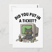 Moody helpdesk cat vraagt of je een ticket hebt ge briefkaart (Voorkant / Achterkant)