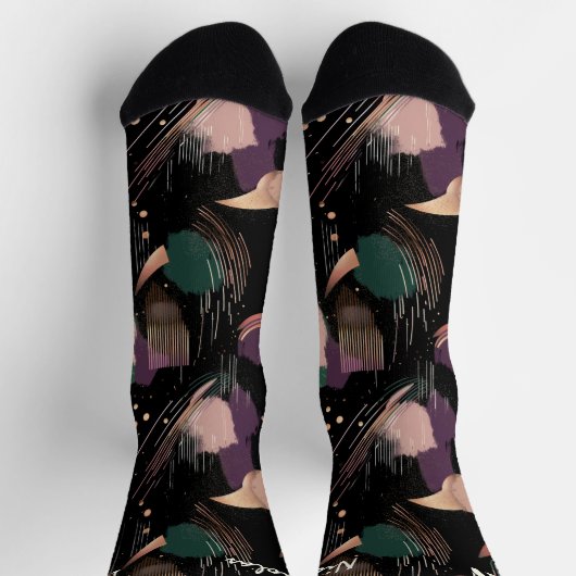 Moody Herfst Abstract in Plum en Forest Green Sokken (Top)