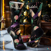 Moody Herfst Abstract in Plum en Forest Green Sokken