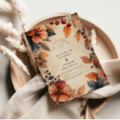 Moody Herfst Bloemen bruiloft  stijl Kaart