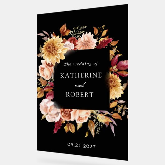 Moody Herfst Bloemen Elegant Acryl Bord (Hoek)