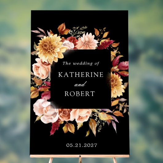 Moody Herfst Bloemen Elegant Acryl Bord (Neutraal)