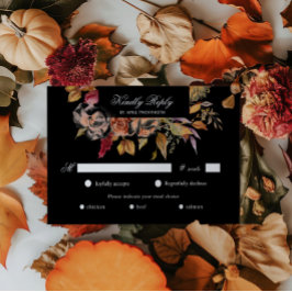 Moody Herfst Bloemen RSVP Maaltijdkeuze Kaart