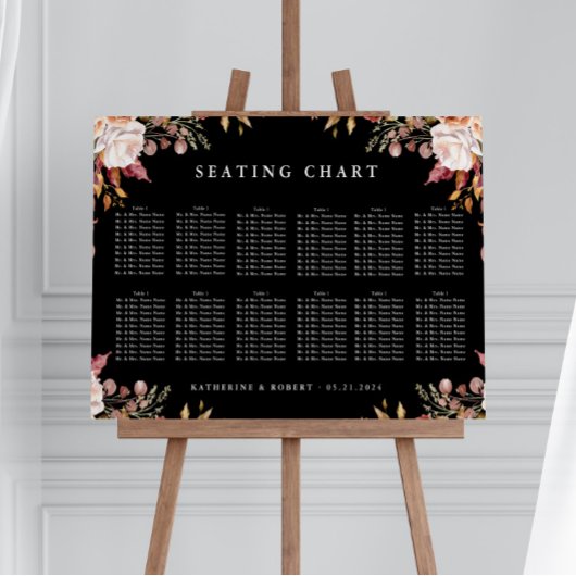Moody Herfst Bloemen Trouwen Zitting Grafiek Poster