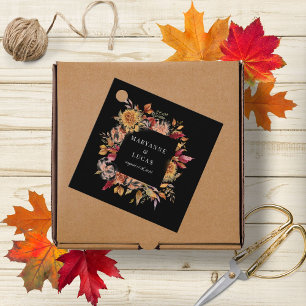 Moody herfst bloemenmonogram bedankjes labels