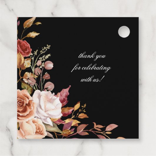 Moody herfst bloemenmonogram bedankjes labels (Achterkant)