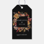 Moody herfst bloemenmonogram cadeaulabel (Voorkant)