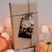 Moody herfst bloemenmonogram cadeaulabel
